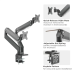 ROLINE Dual Monitor arm for desk, Pneumatic, Desk Clamp, up to 15kg each.