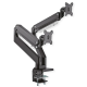 ROLINE Dual Monitor arm for desk, Pneumatic, Desk Clamp, up to 15kg each. ROLINE Dual Monitor arm for desk, Pneumatic, Desk Clamp, up to 15kg each.